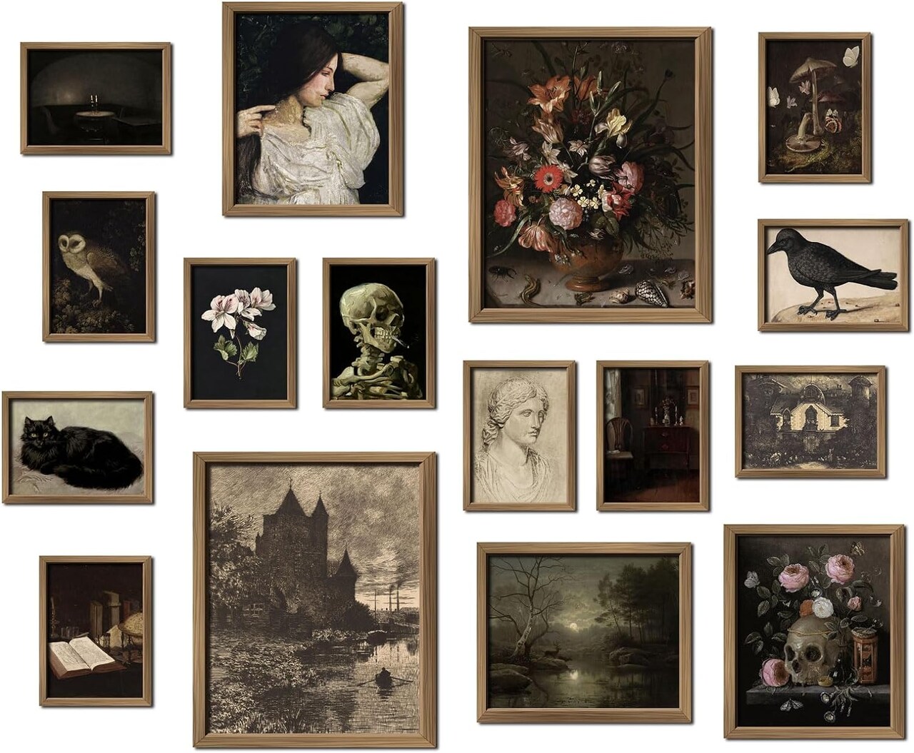 11x14 Inches Unframed Dark Academia Wall Decor Art Paintings 16 pcs